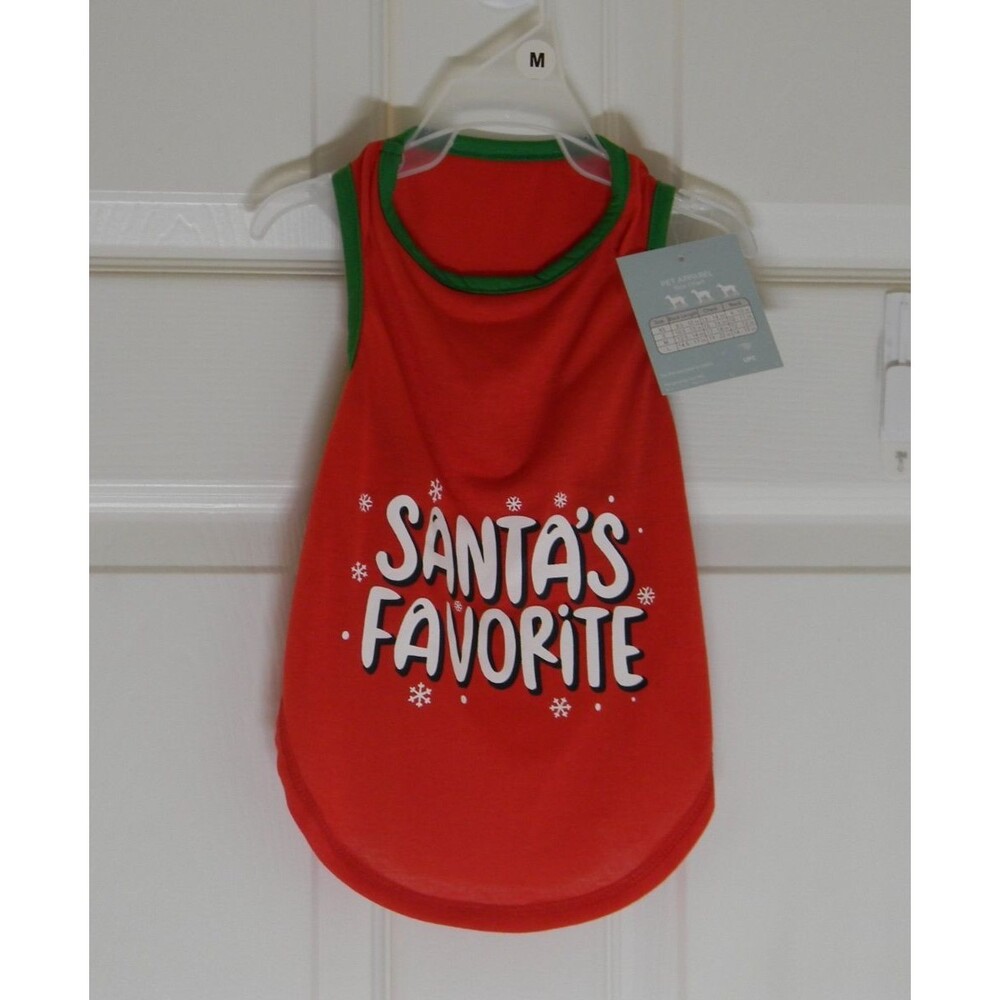 Urban Essentials Pets Christmas Dog Tee "Santa's Favorite" Red Green Size M NWT